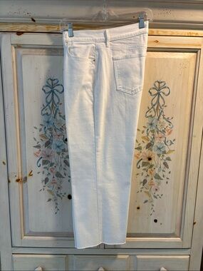 Ann Taylor The Wide Leg Crop High Rise White Jeans